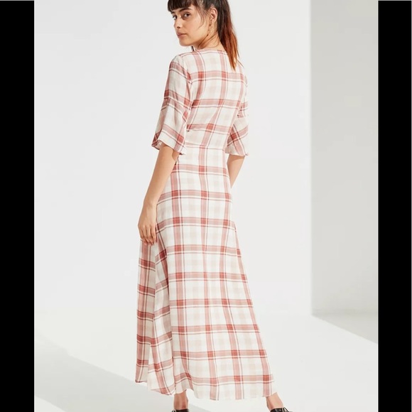 Urban Outfitters Wear Everywhere Plaid Button-Down V-Neck Maxi Dress - Picture 3 of 16